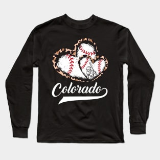 Colorado, baseball, leopard hearts twin, baseball players Long Sleeve T-Shirt